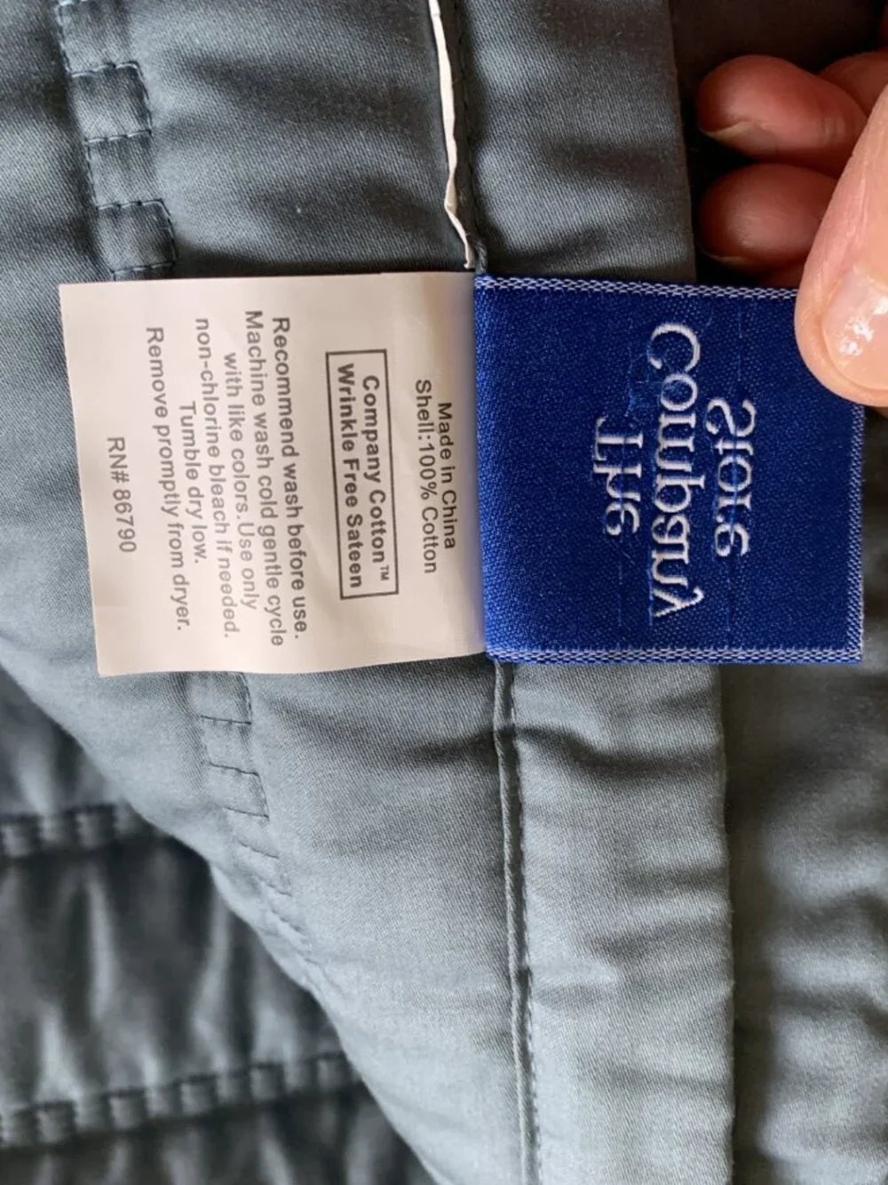 The Company Store King Sateen Coverlet Steel Blue NWOT